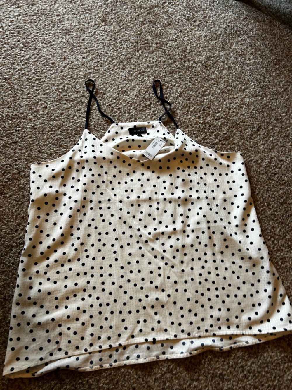 The Limited NWT cream & black polka dot tank top XL